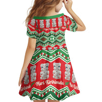 New Zealand Christmas In July Family Matching Off Shoulder Maxi Dress and Hawaiian Shirt Meri Kirihimete Hei Tiki Taniko Motifs Seamless LT14 - Polynesian Pride