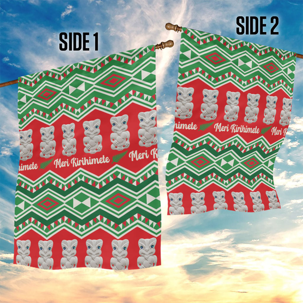 New Zealand Christmas In July Garden Flag Meri Kirihimete Hei Tiki Taniko Motifs Seamless LT14 - Polynesian Pride