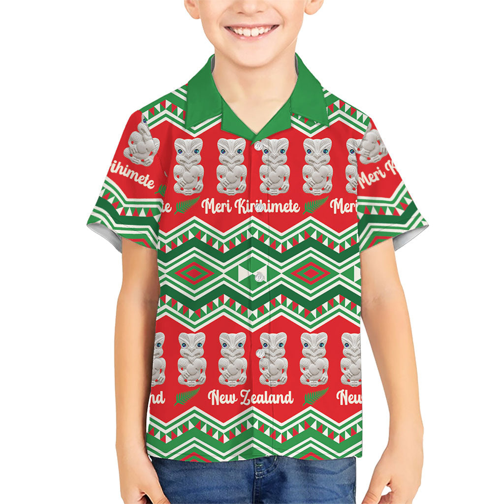 New Zealand Christmas In July Hawaiian Shirt Meri Kirihimete Hei Tiki Taniko Motifs Seamless LT14 - Polynesian Pride