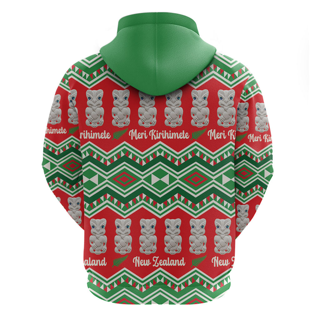 New Zealand Christmas In July Hoodie Meri Kirihimete Hei Tiki Taniko Motifs Seamless LT14 - Polynesian Pride