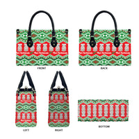 New Zealand Christmas In July Leather Bag Meri Kirihimete Hei Tiki Taniko Motifs Seamless LT14 - Polynesian Pride
