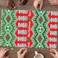 New Zealand Christmas In July Puzzle Meri Kirihimete Hei Tiki Taniko Motifs Seamless LT14 - Polynesian Pride