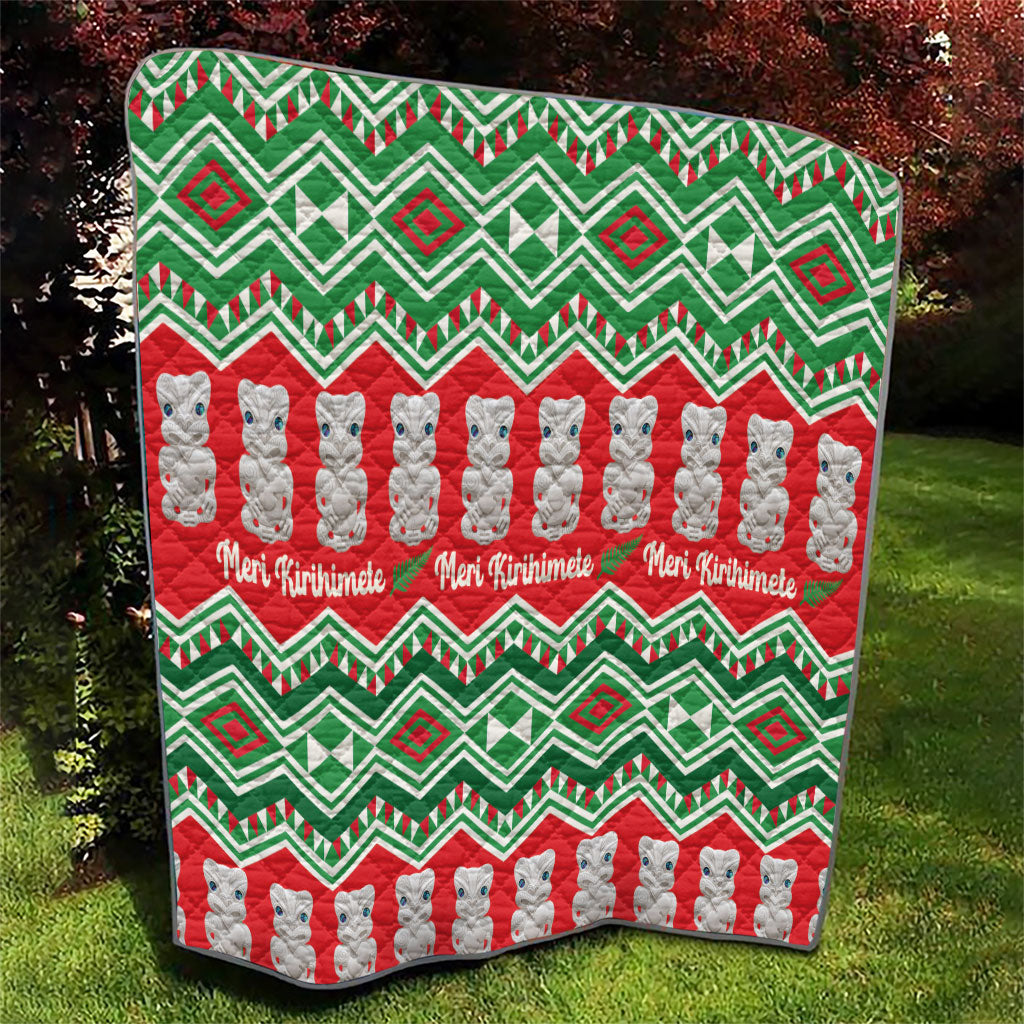 New Zealand Christmas In July Quilt Meri Kirihimete Hei Tiki Taniko Motifs Seamless LT14 - Polynesian Pride