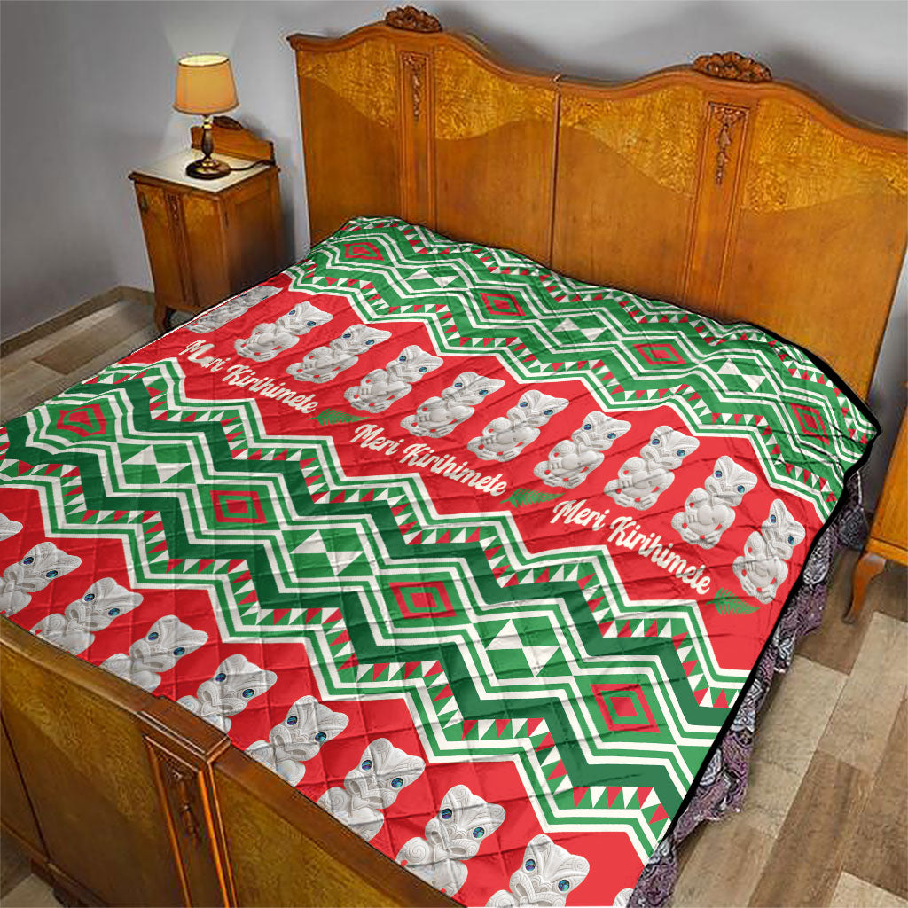 New Zealand Christmas In July Quilt Meri Kirihimete Hei Tiki Taniko Motifs Seamless LT14 - Polynesian Pride