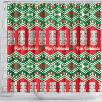 New Zealand Christmas In July Shower Curtain Meri Kirihimete Hei Tiki Taniko Motifs Seamless LT14 - Polynesian Pride