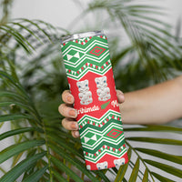 New Zealand Christmas In July Skinny Tumbler Meri Kirihimete Hei Tiki Taniko Motifs Seamless LT14 - Polynesian Pride