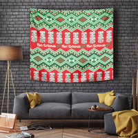 New Zealand Christmas In July Tapestry Meri Kirihimete Hei Tiki Taniko Motifs Seamless LT14 Red - Polynesian Pride