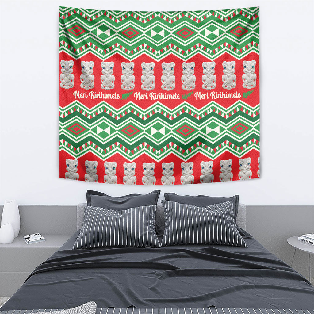 New Zealand Christmas In July Tapestry Meri Kirihimete Hei Tiki Taniko Motifs Seamless LT14 - Polynesian Pride