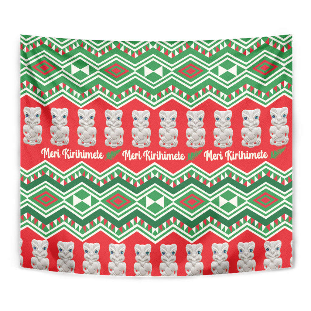 New Zealand Christmas In July Tapestry Meri Kirihimete Hei Tiki Taniko Motifs Seamless LT14 - Polynesian Pride
