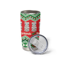 New Zealand Christmas In July Tumbler Cup Meri Kirihimete Hei Tiki Taniko Motifs Seamless LT14 - Polynesian Pride