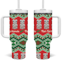 New Zealand Christmas In July Tumbler With Handle Meri Kirihimete Hei Tiki Taniko Motifs Seamless LT14 One Size: 40 oz Red - Polynesian Pride