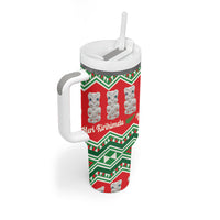 New Zealand Christmas In July Tumbler With Handle Meri Kirihimete Hei Tiki Taniko Motifs Seamless LT14 - Polynesian Pride