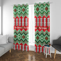 New Zealand Christmas In July Window Curtain Meri Kirihimete Hei Tiki Taniko Motifs Seamless LT14 With Grommets Red - Polynesian Pride