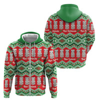 New Zealand Christmas In July Zip Hoodie Meri Kirihimete Hei Tiki Taniko Motifs Seamless LT14 - Polynesian Pride