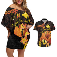Papua New Guinea Independence Day Couples Matching Off Shoulder Short Dress and Hawaiian Shirt 50th Anniversary Papua Niu Gini Bird Of Paradise LT14