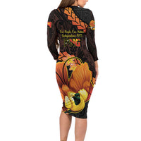 Papua New Guinea Independence Day Family Matching Long Sleeve Bodycon Dress and Hawaiian Shirt 50th Anniversary Papua Niu Gini Bird Of Paradise LT14