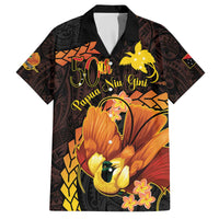 Papua New Guinea Independence Day Family Matching Off The Shoulder Long Sleeve Dress and Hawaiian Shirt 50th Anniversary Papua Niu Gini Bird Of Paradise LT14