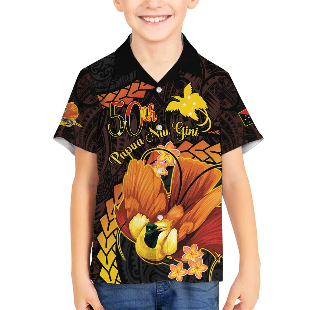 Papua New Guinea Independence Day Family Matching Puletasi and Hawaiian Shirt 50th Anniversary Papua Niu Gini Bird Of Paradise LT14