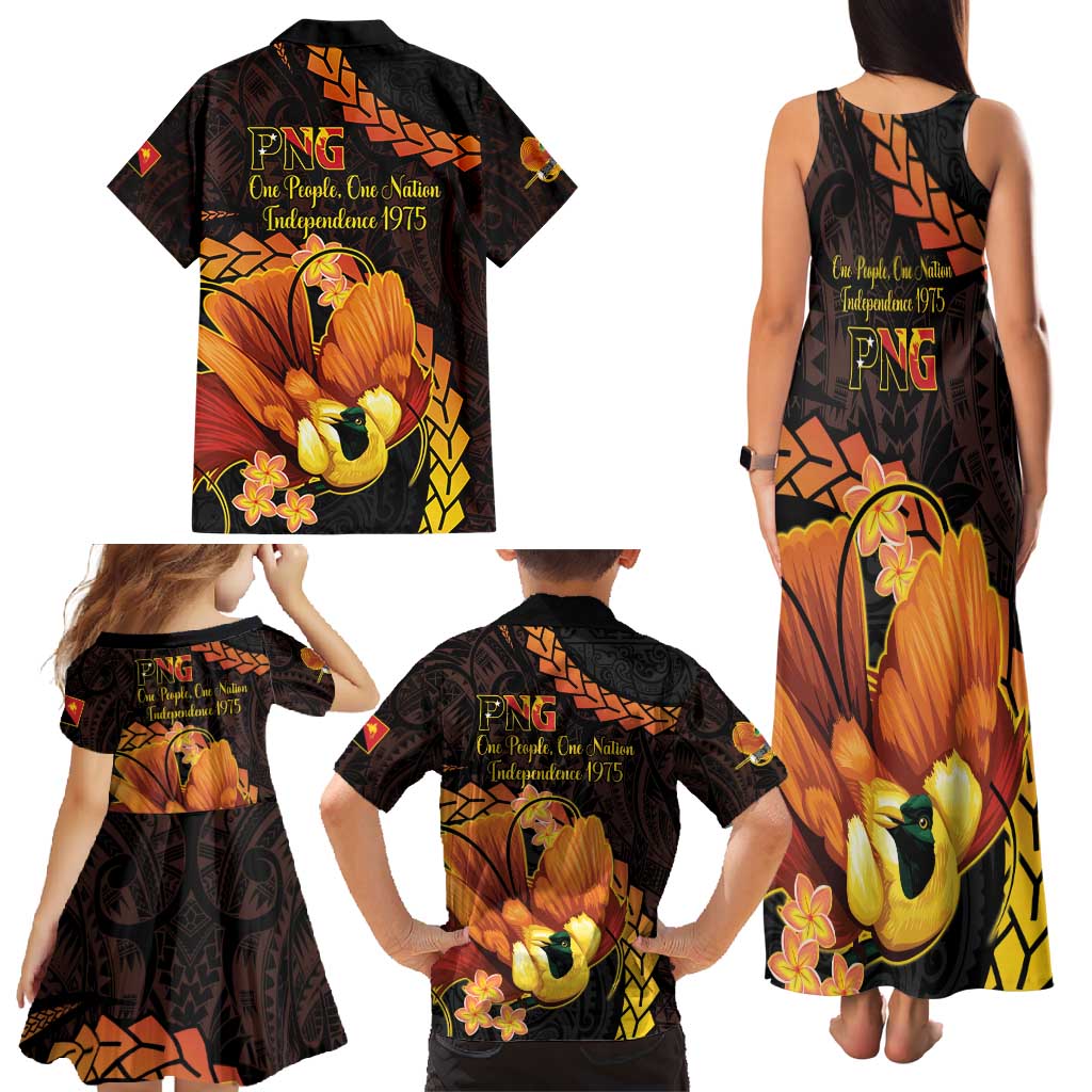 Papua New Guinea Independence Day Family Matching Tank Maxi Dress and Hawaiian Shirt 50th Anniversary Papua Niu Gini Bird Of Paradise LT14
