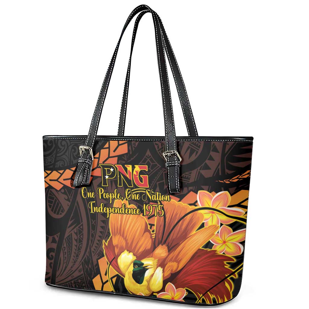 Papua New Guinea Independence Day Leather Tote Bag 50th Anniversary Papua Niu Gini Bird Of Paradise LT14