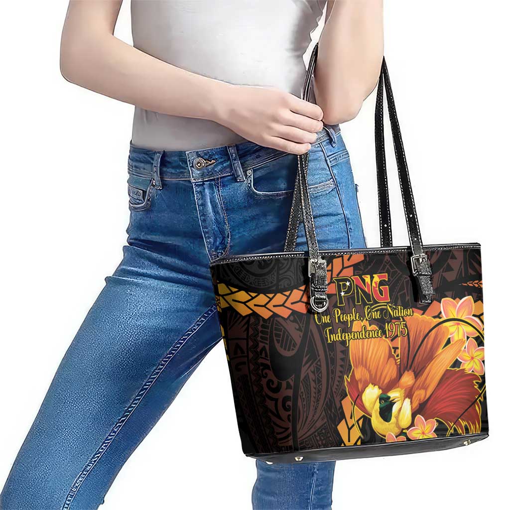 Papua New Guinea Independence Day Leather Tote Bag 50th Anniversary Papua Niu Gini Bird Of Paradise LT14