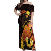 Papua New Guinea Independence Day Off Shoulder Maxi Dress 50th Anniversary Papua Niu Gini Bird Of Paradise LT14