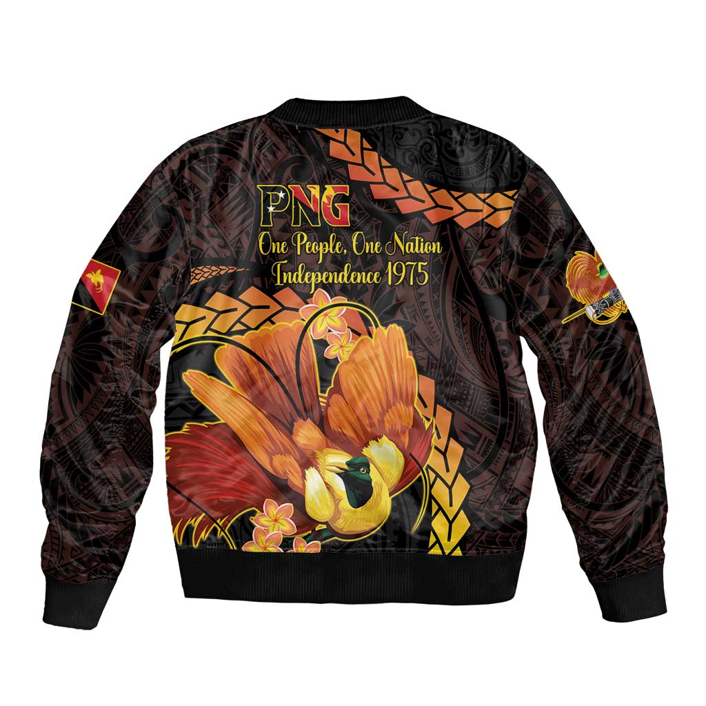 Papua New Guinea Independence Day Sleeve Zip Bomber Jacket 50th Anniversary Papua Niu Gini Bird Of Paradise LT14