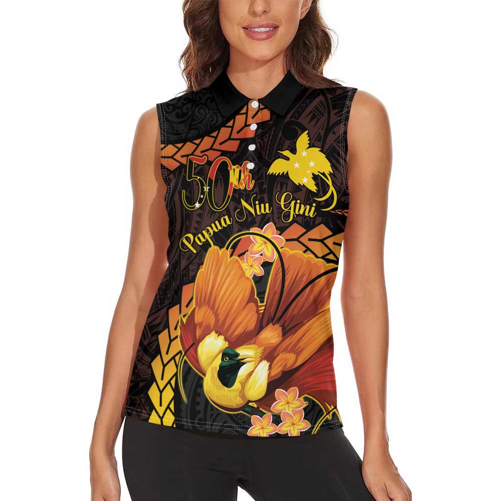 Papua New Guinea Independence Day Women Sleeveless Polo Shirt 50th Anniversary Papua Niu Gini Bird Of Paradise LT14