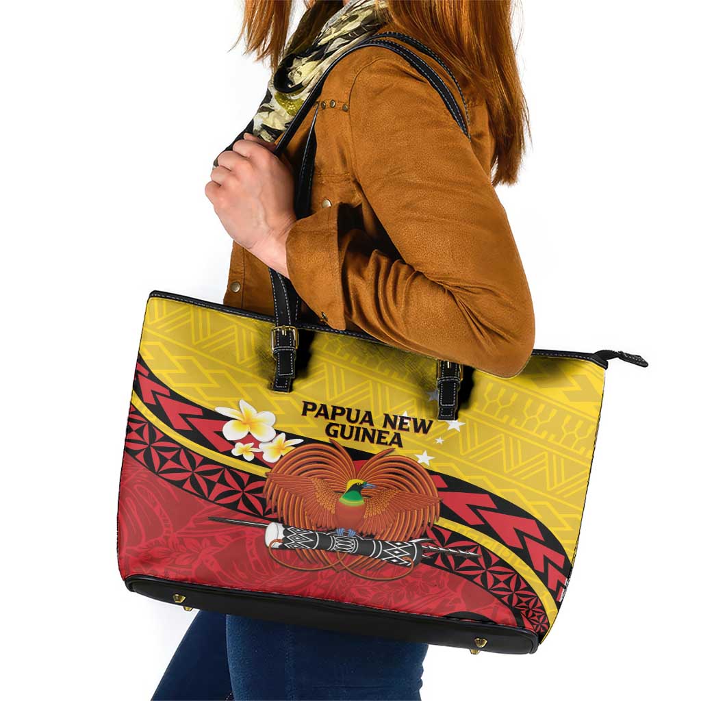 Papua New Guinea Independence Day Leather Tote Bag Since 1975 Unity In Diversity