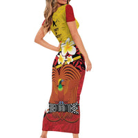 Papua New Guinea Independence Day Short Sleeve Bodycon Dress Since 1975 Unity In Diversity