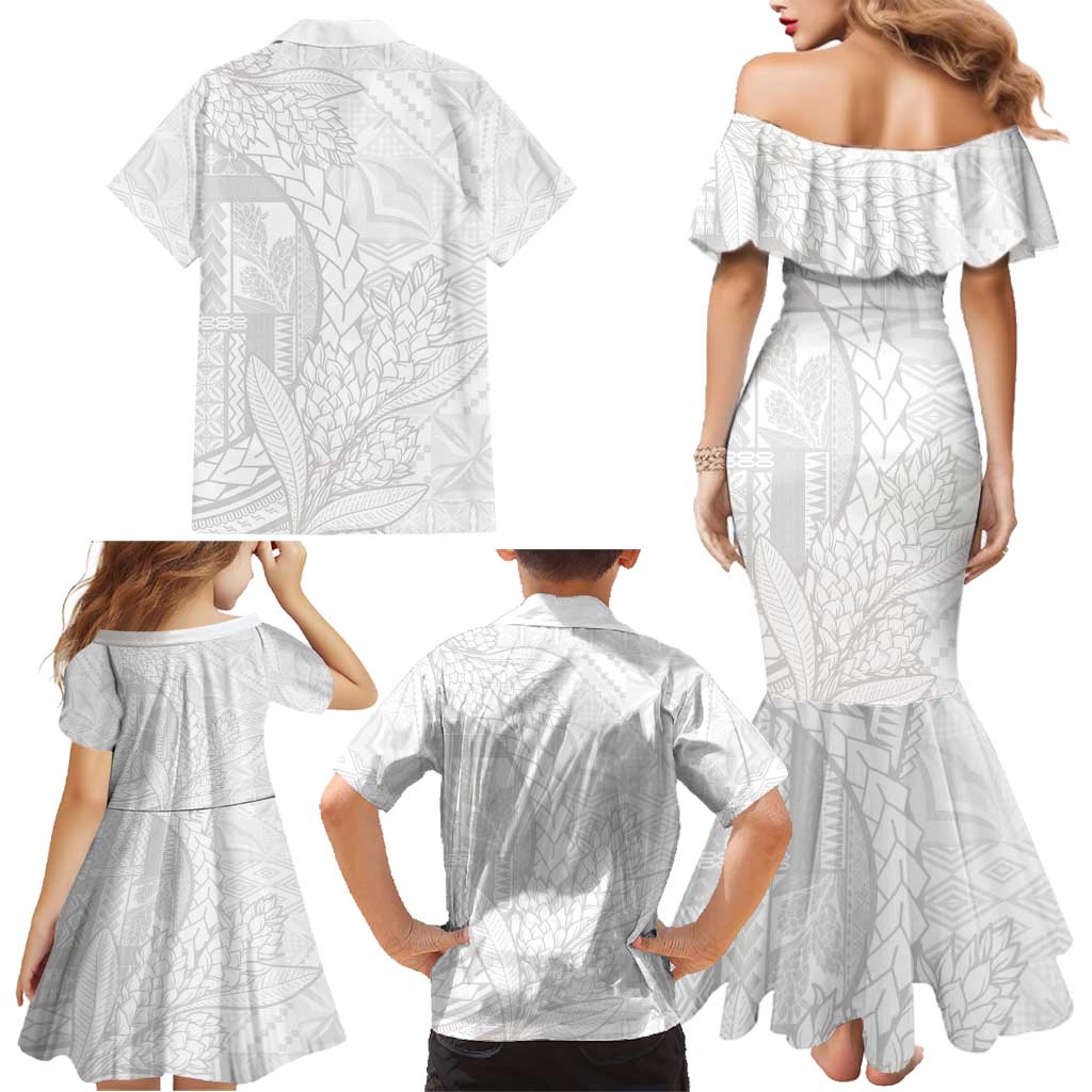 Samoa White Sunday Family Matching Mermaid Dress and Hawaiian Shirt Lotu Tamaiti Siapo With Teuila