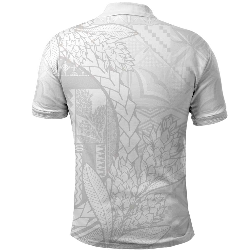 Samoa White Sunday Polo Shirt Lotu Tamaiti Siapo With Teuila LT14 - Polynesian Pride