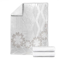 Tonga White Sunday Blanket Manuia le Aso Sa o Tamaiti Heilala With Ngatu Pattern