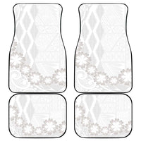Tonga White Sunday Car Mats Manuia le Aso Sa o Tamaiti Heilala With Ngatu Pattern