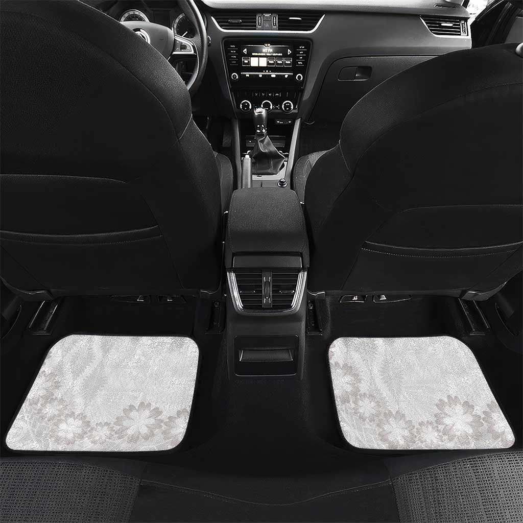 Tonga White Sunday Car Mats Manuia le Aso Sa o Tamaiti Heilala With Ngatu Pattern