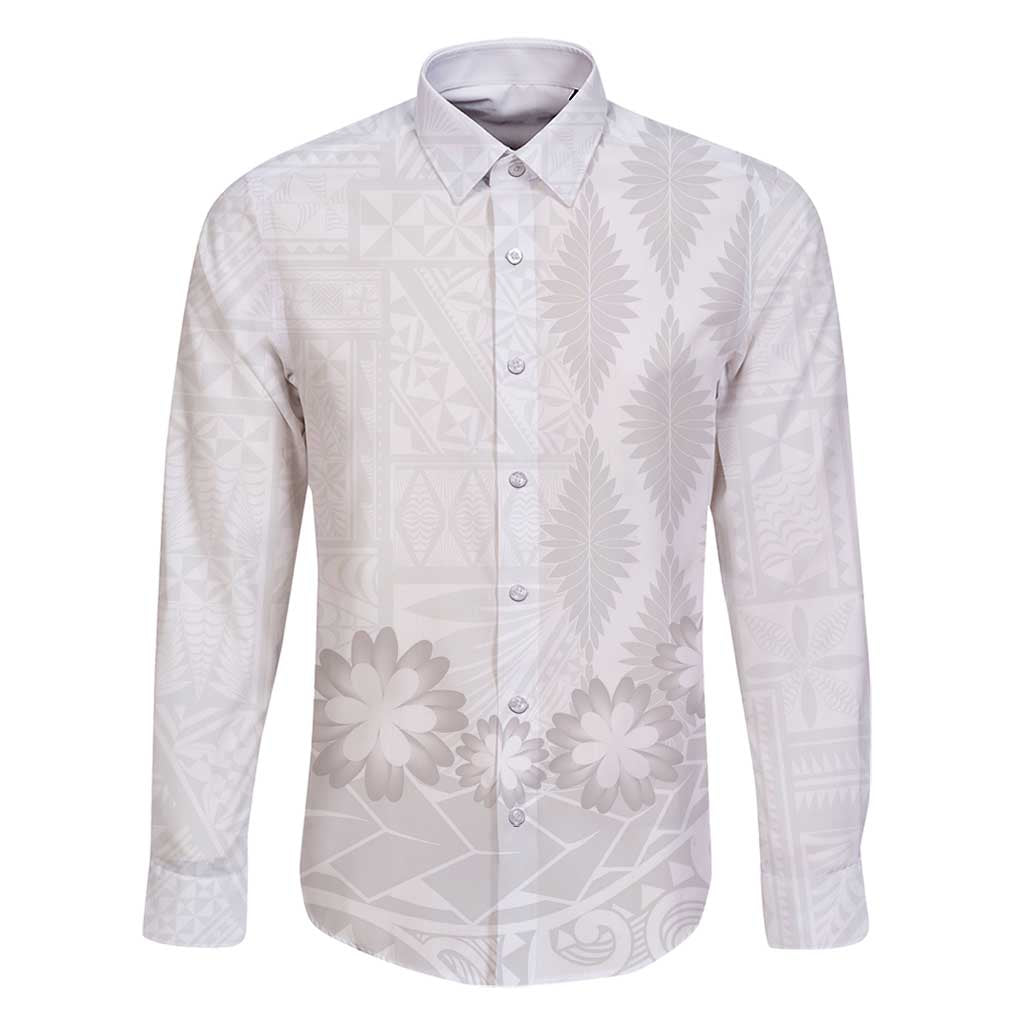 Tonga White Sunday Family Matching Long Sleeve Bodycon Dress and Hawaiian Shirt Manuia le Aso Sa o Tamaiti Heilala With Ngatu Pattern