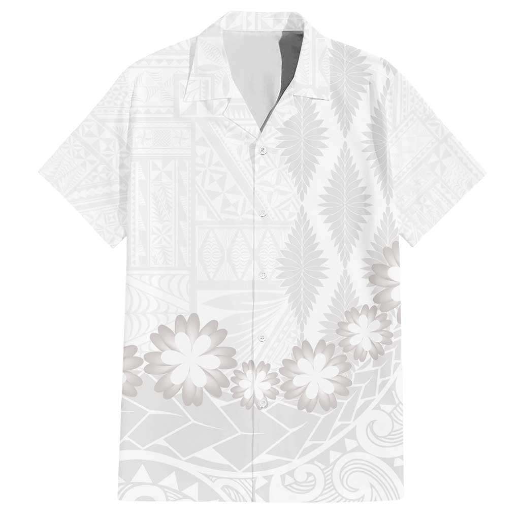 Tonga White Sunday Hawaiian Shirt Manuia le Aso Sa o Tamaiti Heilala With Ngatu Pattern