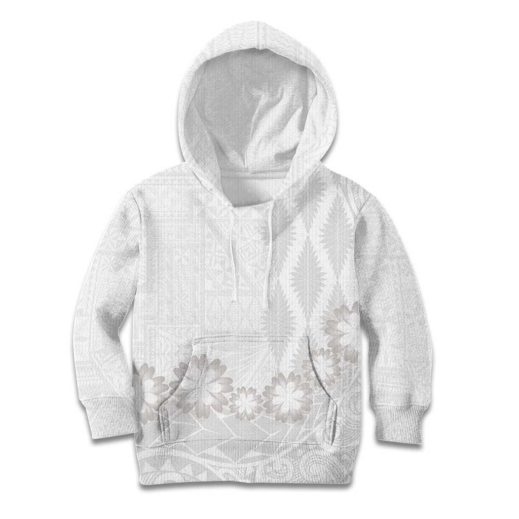 Tonga White Sunday Kid Hoodie Manuia le Aso Sa o Tamaiti Heilala With Ngatu Pattern