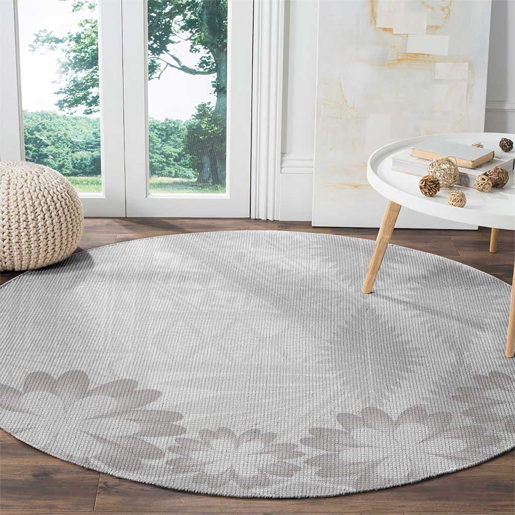 Tonga White Sunday Round Carpet Manuia le Aso Sa o Tamaiti Heilala With Ngatu Pattern