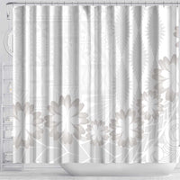 Tonga White Sunday Shower Curtain Manuia le Aso Sa o Tamaiti Heilala With Ngatu Pattern