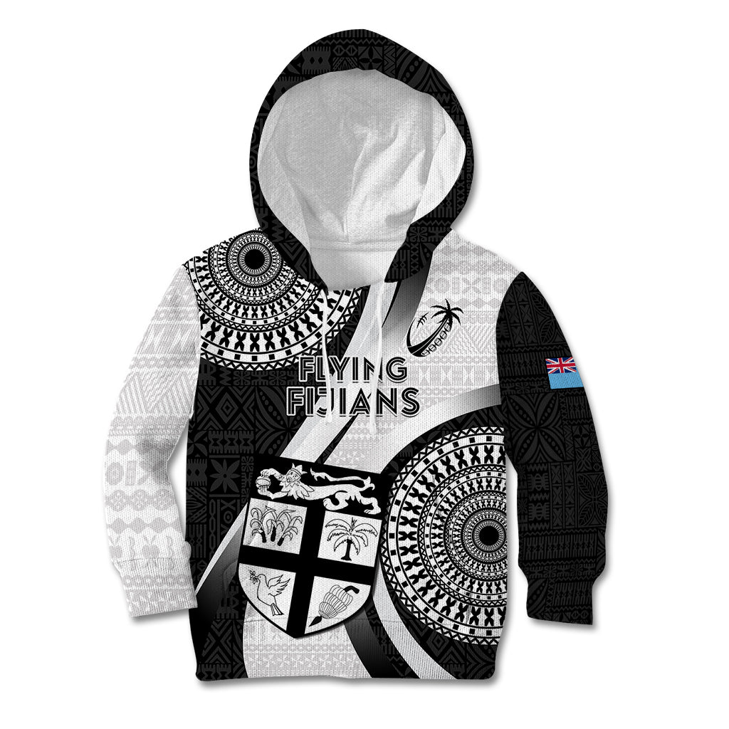 Fiji Rugby Kid Hoodie World Cup 2023 Go Champions Fijian Tapa Black Version LT14 Black - Polynesian Pride