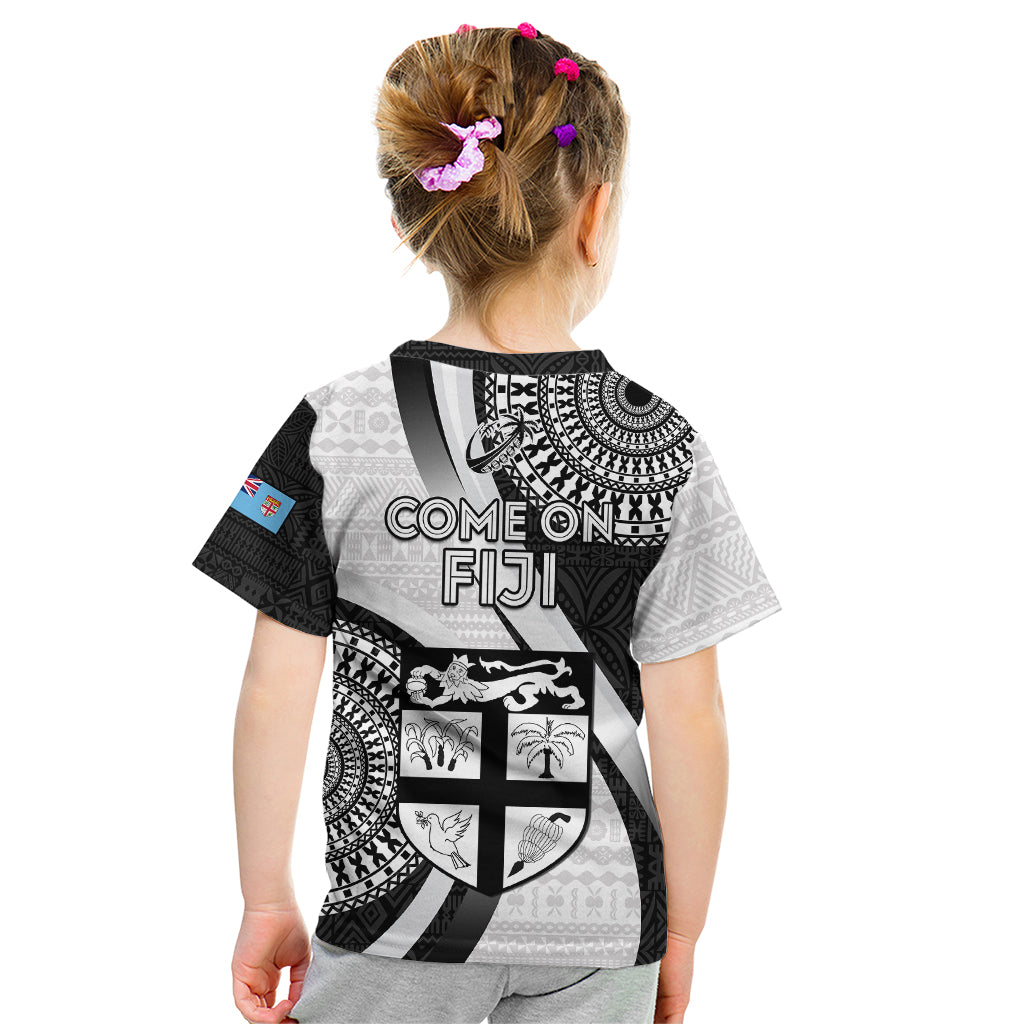 Fiji Rugby Kid T Shirt World Cup 2023 Go Champions Fijian Tapa Black Version LT14 - Polynesian Pride