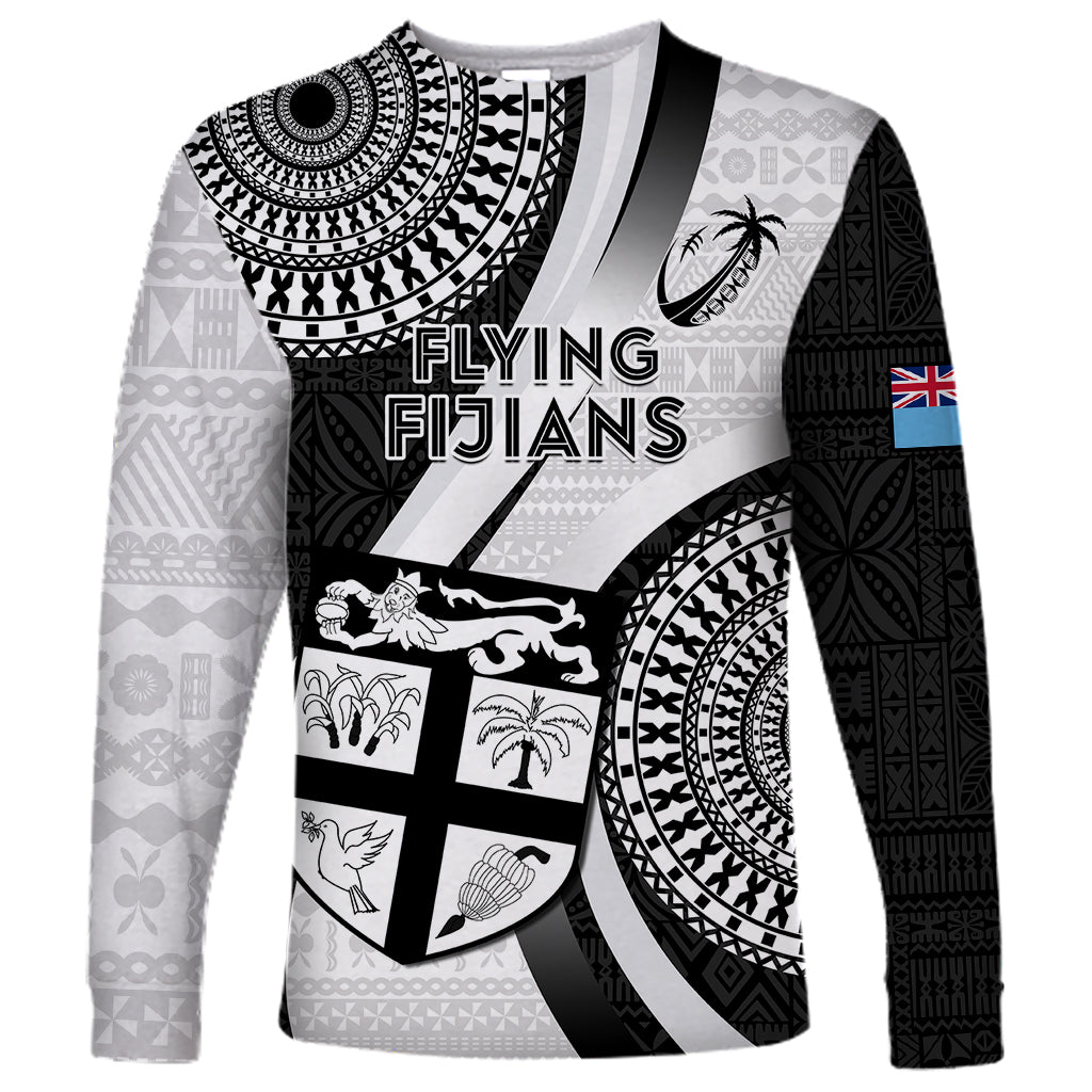 Fiji Rugby Long Sleeve Shirt World Cup 2023 Go Champions Fijian Tapa Black Version LT14 Unisex Black - Polynesian Pride