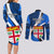 Fiji Rugby Couples Matching Long Sleeve Bodycon Dress and Long Sleeve Button Shirts World Cup 2023 Go Champions Fijian Tapa Blue Version LT14 - Polynesian Pride