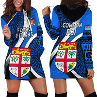 Fiji Rugby Hoodie Dress World Cup 2023 Go Champions Fijian Tapa Blue Version LT14 - Polynesian Pride