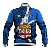 Custom Fiji Rugby Baseball Jacket World Cup 2023 Go Champions Fijian Tapa Blue Version LT14 - Polynesian Pride