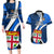 Custom Fiji Rugby Couples Matching Long Sleeve Bodycon Dress and Hawaiian Shirt World Cup 2023 Go Champions Fijian Tapa Blue Version LT14 Blue - Polynesian Pride