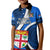 Custom Fiji Rugby Kid Polo Shirt World Cup 2023 Go Champions Fijian Tapa Blue Version LT14 Kid Blue - Polynesian Pride