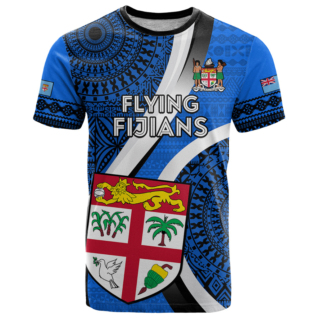 Custom Fiji Rugby T Shirt World Cup 2023 Go Champions Fijian Tapa Blue Version LT14 Blue - Polynesian Pride