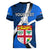 Custom Fiji Rugby Women V Neck T Shirt World Cup 2023 Go Champions Fijian Tapa Blue Version LT14 - Polynesian Pride